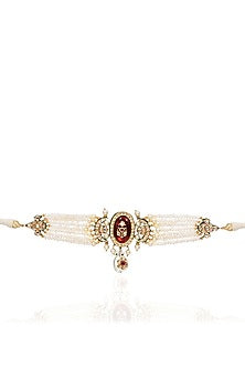 Gold Finish Kundan Polki & Ruby Choker Necklace