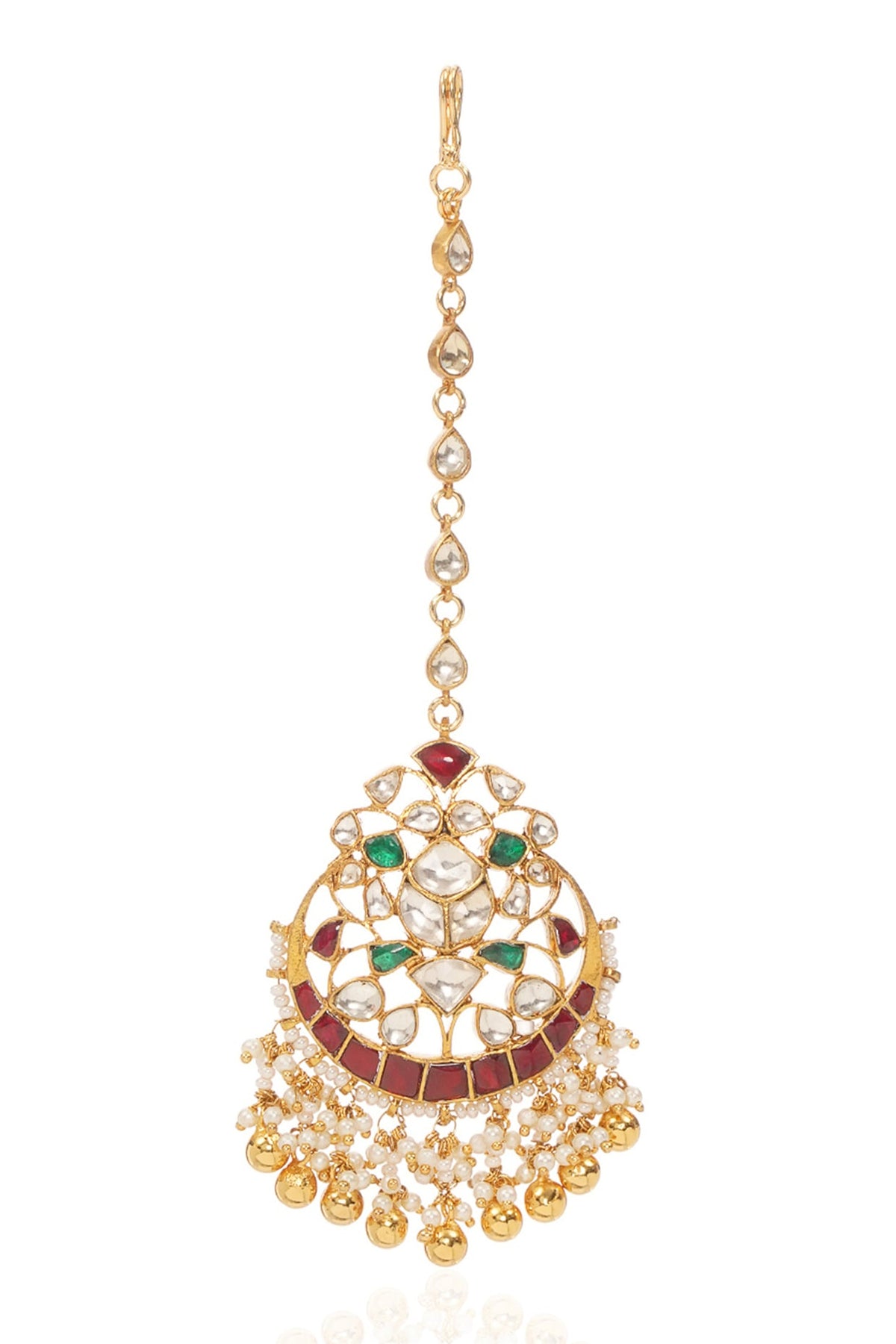 Gold Finish Kundan Polki Maangtikka