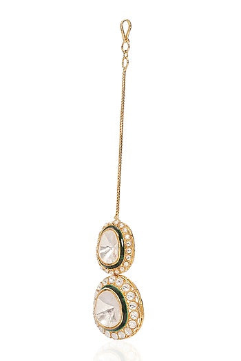 Gold Finish Kundan Polki Maangtikka