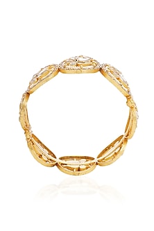 Gold Finish Kundan Polki Bangles (Set Of 2)