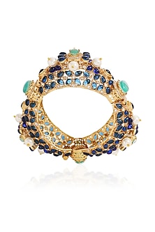 Gold Finish Blue Sapphire Bangle