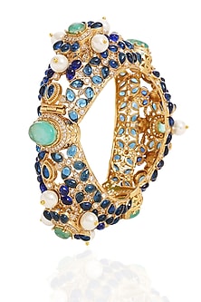 Gold Finish Blue Sapphire Bangle