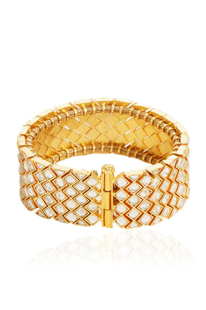Gold Finish Kundan Polki Bangle