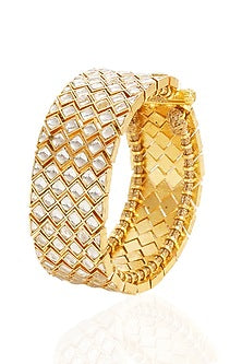 Gold Finish Kundan Polki Bangle