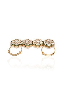 Gold Finish Kundan Polki Ring
