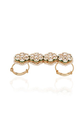 Gold Finish Kundan Polki Ring