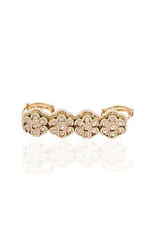 Gold Finish Kundan Polki Ring