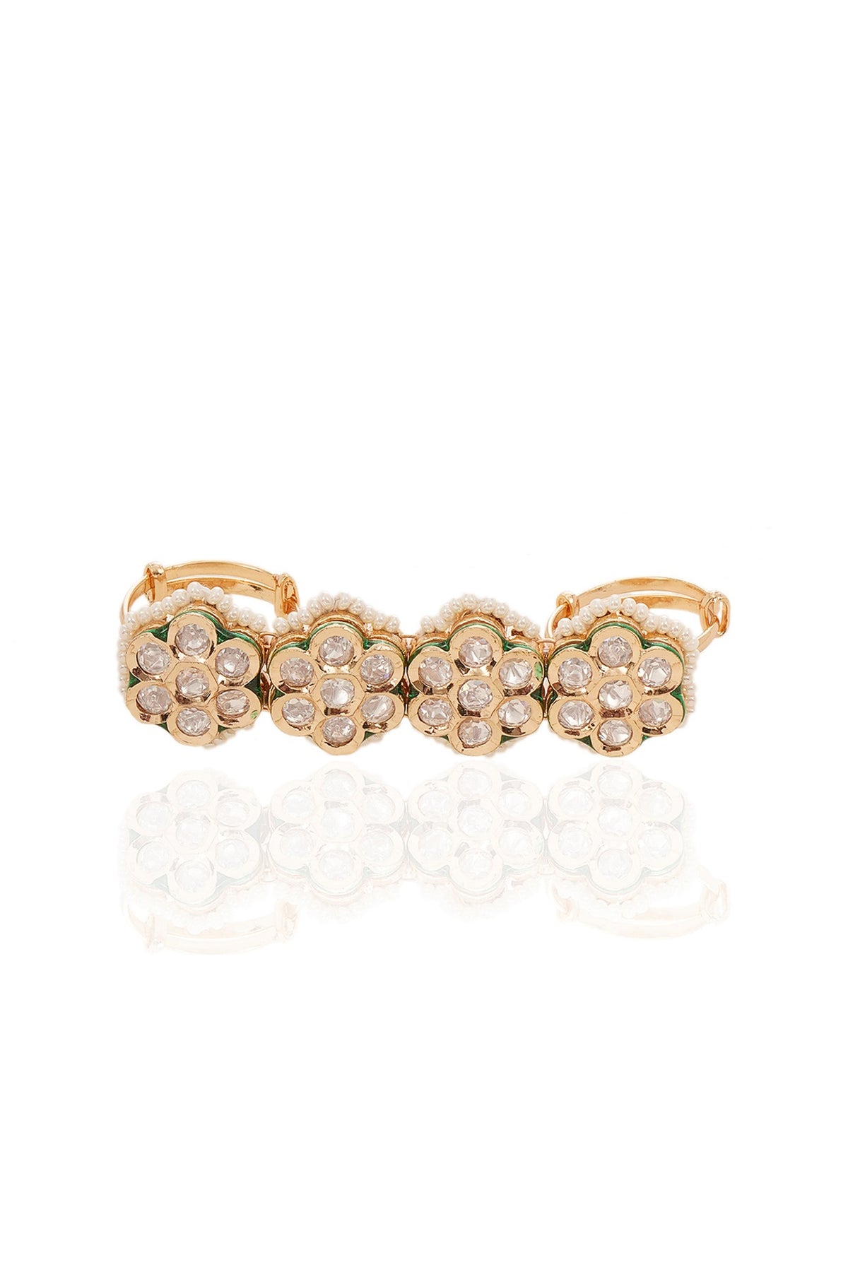 Gold Finish Kundan Polki Ring