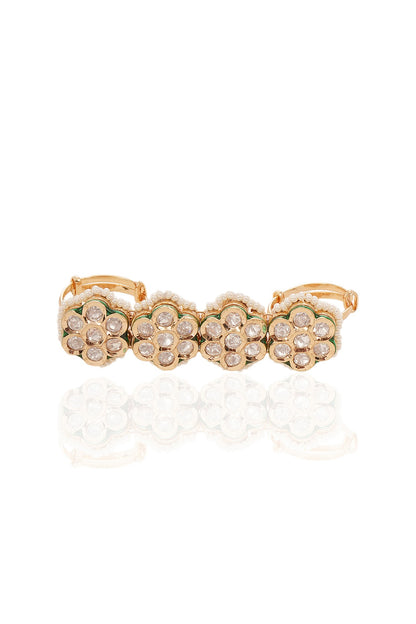 Gold Finish Kundan Polki Ring