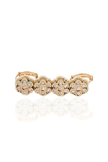 Gold Finish Kundan Polki Ring