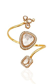 Gold Finish Kundan Polki Ring