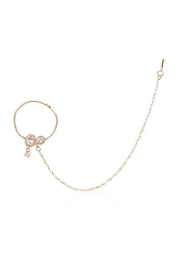 Gold Finish Kundan Polki Nose Ring