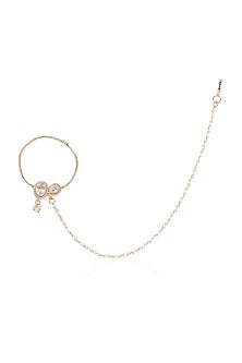 Gold Finish Kundan Polki Nose Ring