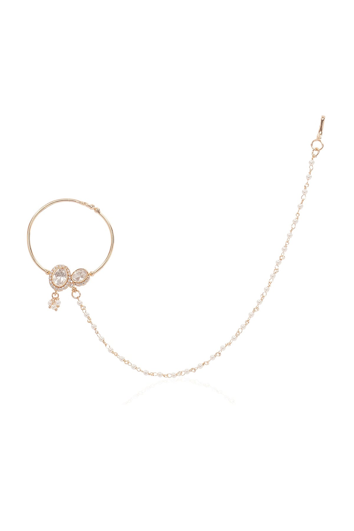 Gold Finish Kundan Polki Nose Ring