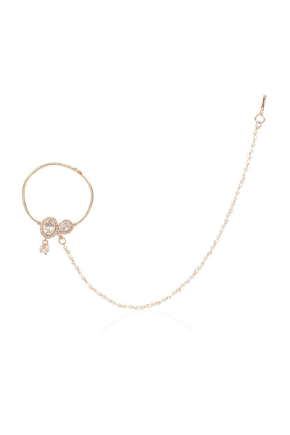 Gold Finish Kundan Polki Nose Ring
