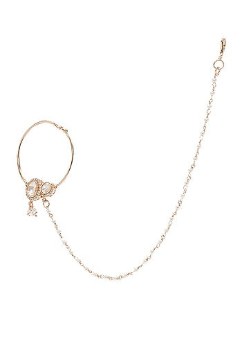 Gold Finish Kundan Polki Nose Ring