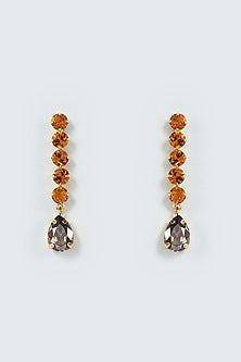 Gold Finish Swarovski Crystal Dangler Earrings