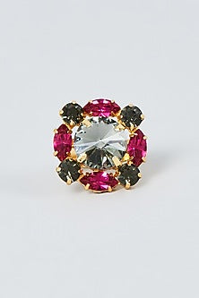 Gold Finish Swarovski Crystal Ring