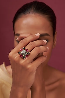 Gold Finish Swarovski Crystal Ring