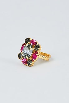 Gold Finish Swarovski Crystal Ring