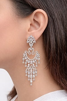 White Finish Zircon Dangler Earrings