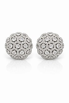 White Finish Zircon Stud Earrings