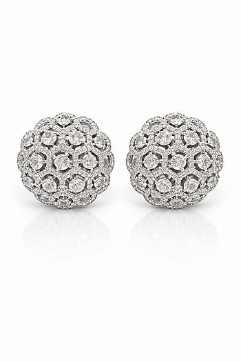 White Finish Zircon Stud Earrings