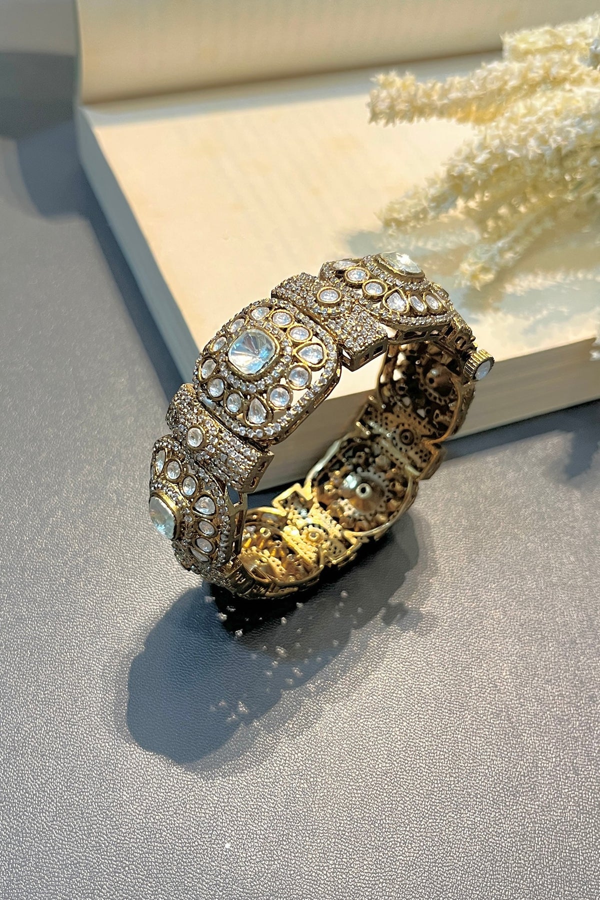 Gold Finish Zircon Bangle