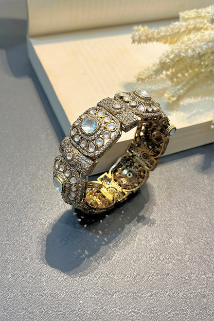 Gold Finish Zircon Bangle