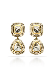 Gold Finish Crystal & CZ Stud Earrings