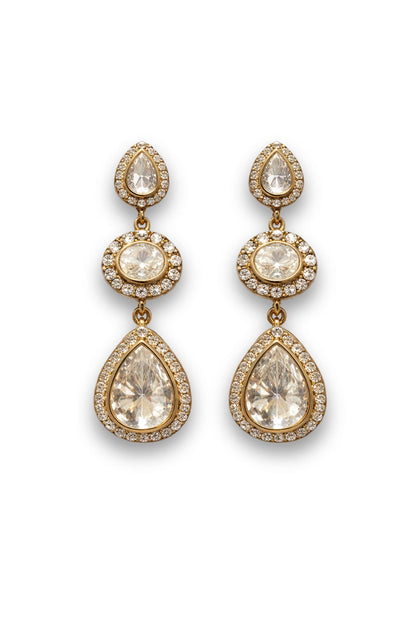 Gold Finish Zircon Dangler Earrings