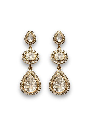 Gold Finish Zircon Dangler Earrings