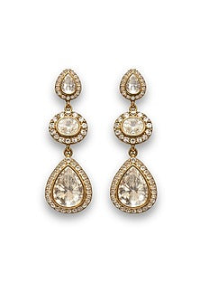 Gold Finish Zircon Dangler Earrings