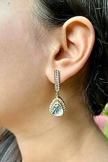 Gold Finish Kundan Polki Dangler Earrings