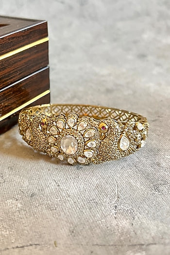 Gold Finish Kundan Polki & Zircon Bangle