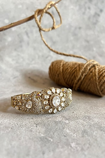 Gold Finish Kundan Polki & Zircon Bangle