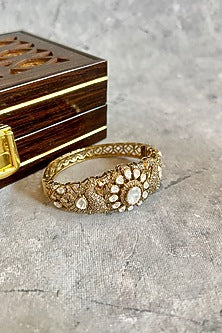 Gold Finish Kundan Polki & Zircon Bangle