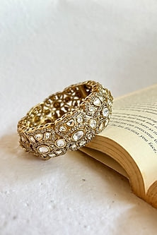 Gold Finish Kundan Polki & Zircon Bangle