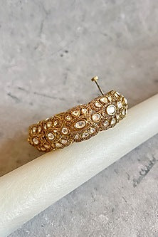 Gold Finish Kundan Polki & Zircon Bangle