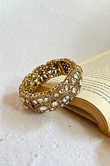 Gold Finish Kundan Polki & Zircon Bangle