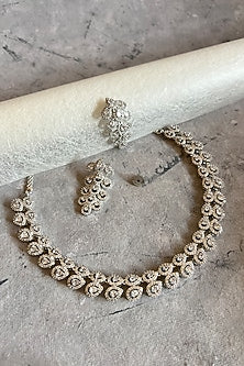 White Finish Zircon Necklace Set