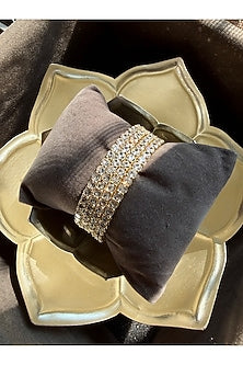 Gold Finish Precision-Set Crystal Bangles (Set Of 4)