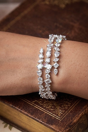 White Rhodium Finish Zircon Bangle
