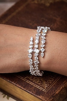 White Rhodium Finish Zircon Bangle