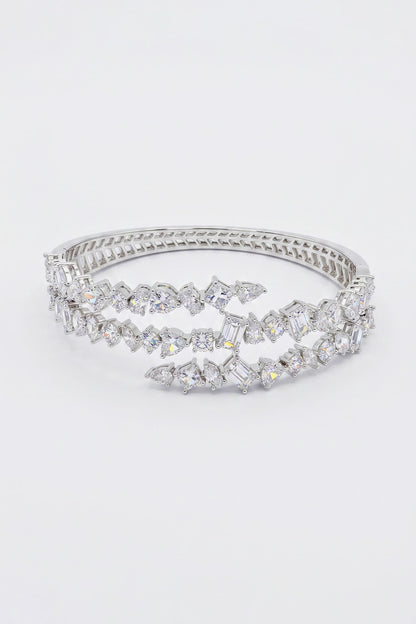 White Rhodium Finish Zircon Bangle