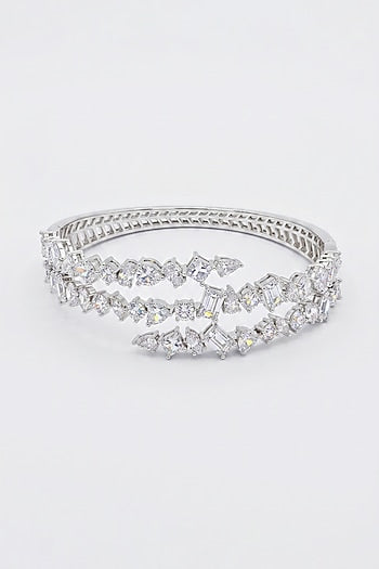 White Rhodium Finish Zircon Bangle