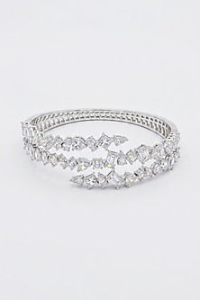White Rhodium Finish Zircon Bangle