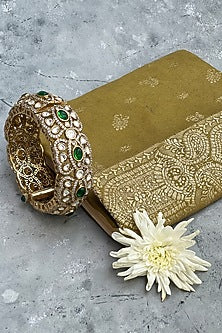 Antique Gold Finish Kundan Polki & Zircon Bangle