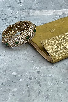 Antique Gold Finish Kundan Polki & Zircon Bangle