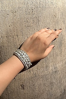 Gold Finish Kundan Polki Openable Kada